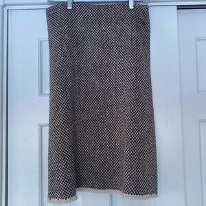 Erica Tanov | Elegant Wool Checkered Women's Skirt With Fringe Hem